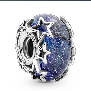 Pandora galaxy blue and star murano charm